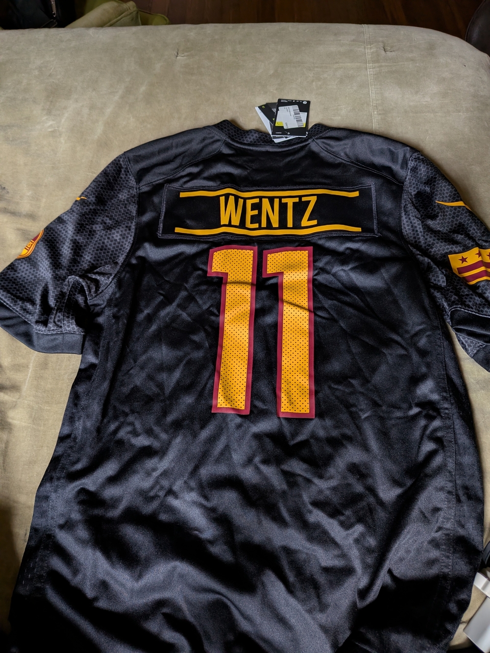 NFL Wentz #11 Black Jersey with Yellow and Red Accents